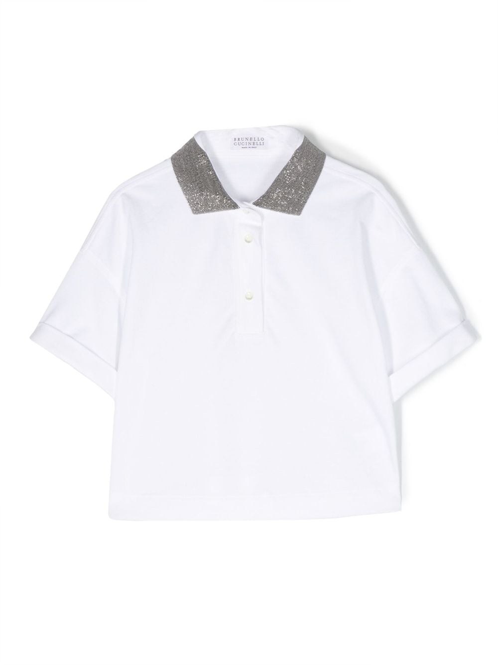 Brunello Cucinelli Kids beaded-collar cotton polo shirt - White von Brunello Cucinelli Kids