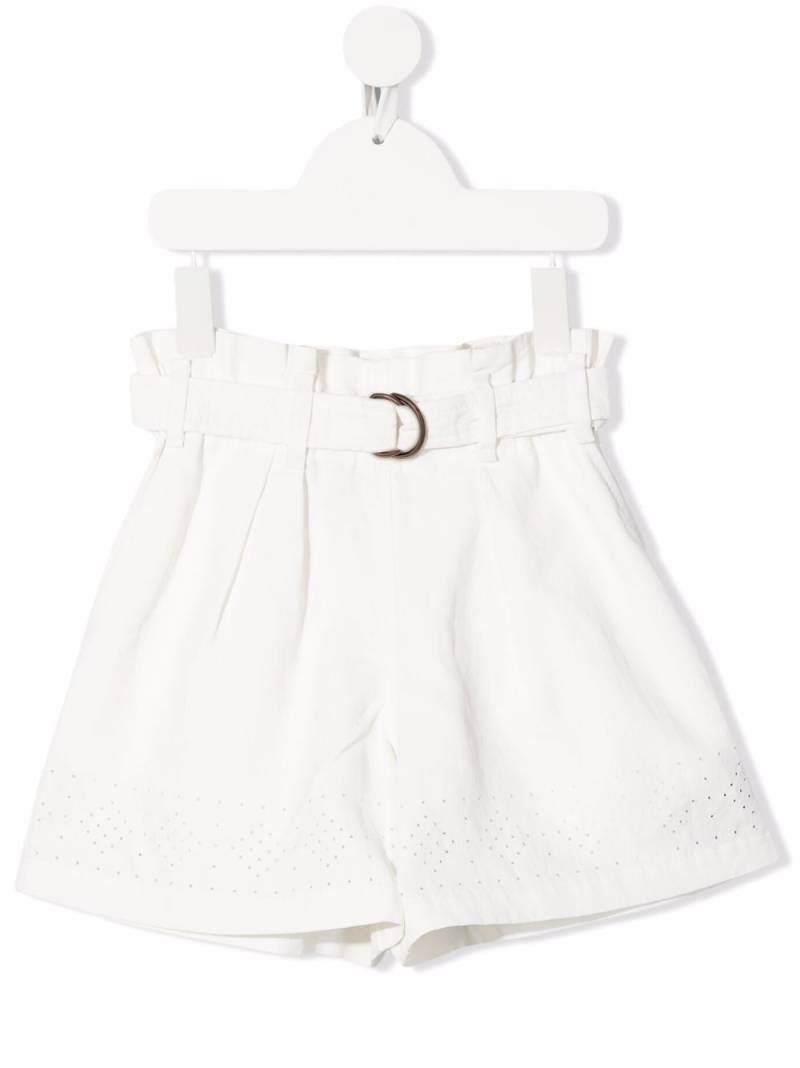 Brunello Cucinelli Kids belted linen Bermuda shorts - White von Brunello Cucinelli Kids