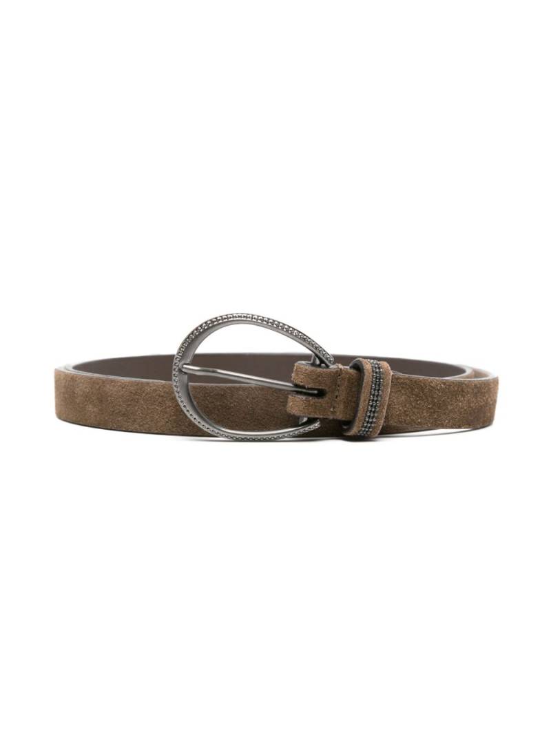 Brunello Cucinelli Kids buckle-fastening suede belt - Brown von Brunello Cucinelli Kids