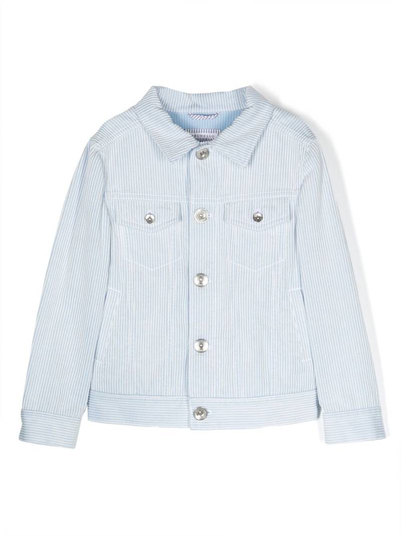 Brunello Cucinelli Kids button-front shirt jacket - Blue von Brunello Cucinelli Kids