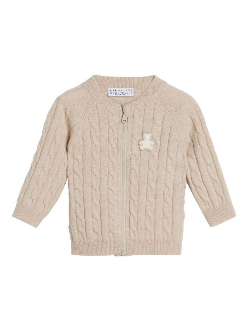 Brunello Cucinelli Kids cable-knit cardigan - Brown von Brunello Cucinelli Kids