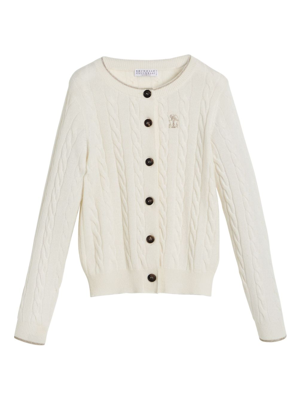 Brunello Cucinelli Kids cable-knit cardigan - White von Brunello Cucinelli Kids