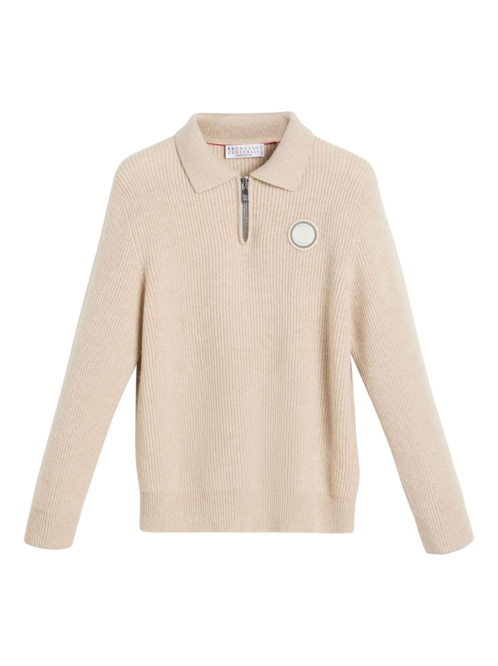 Brunello Cucinelli Kids cashemere ribbed knit zip-up polo shirt - Neutrals von Brunello Cucinelli Kids