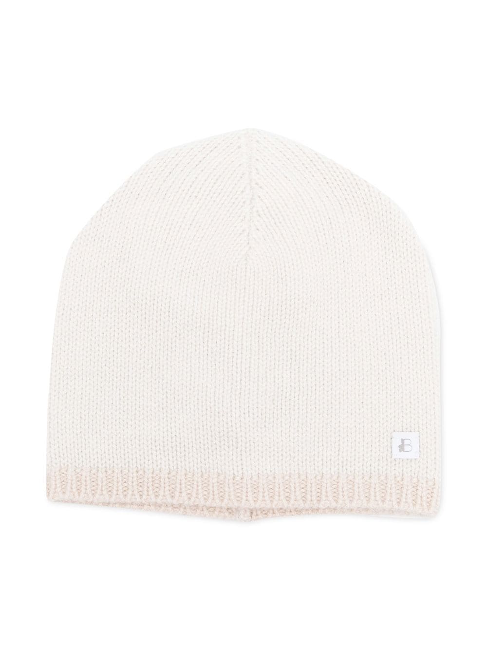 Brunello Cucinelli Kids cashmere contrast trim beanie - Neutrals von Brunello Cucinelli Kids