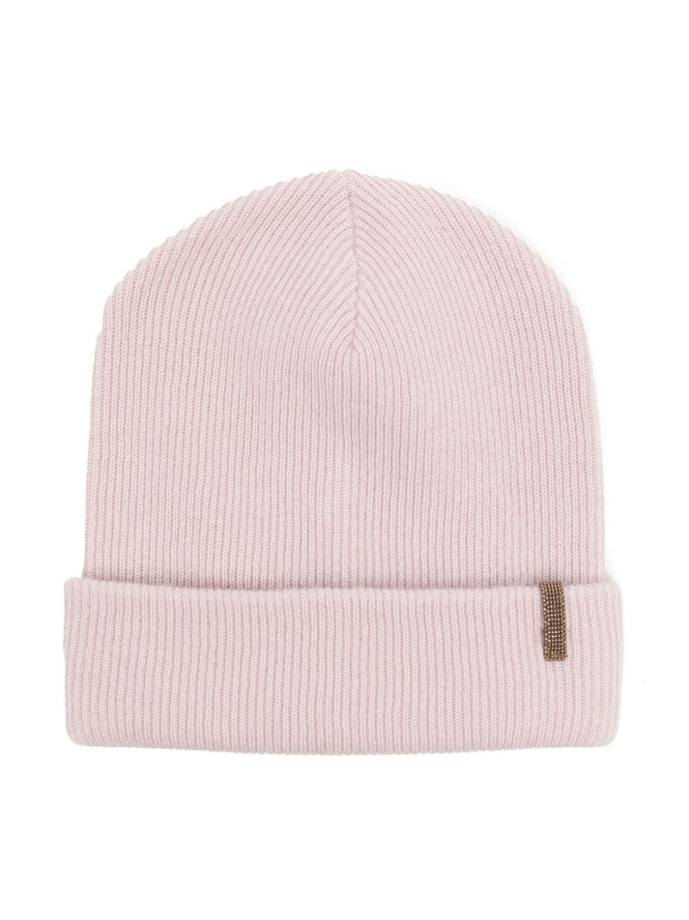 Brunello Cucinelli Kids chain-link detail ribbed-knit beanie - Pink von Brunello Cucinelli Kids