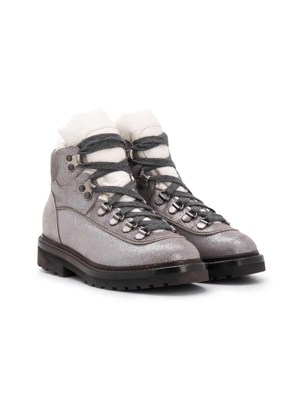 Brunello Cucinelli Kids colour-block leather boots - Silver von Brunello Cucinelli Kids