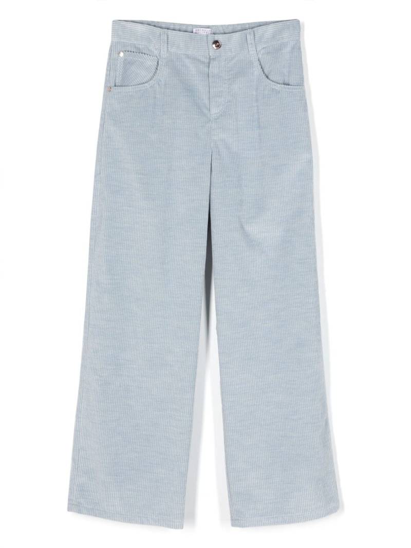 Brunello Cucinelli Kids corduroy cotton trousers - Blue von Brunello Cucinelli Kids