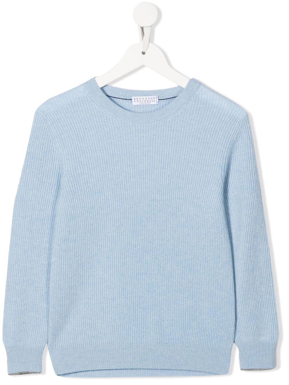 Brunello Cucinelli Kids crew-neck cashmere jumper - Blue von Brunello Cucinelli Kids