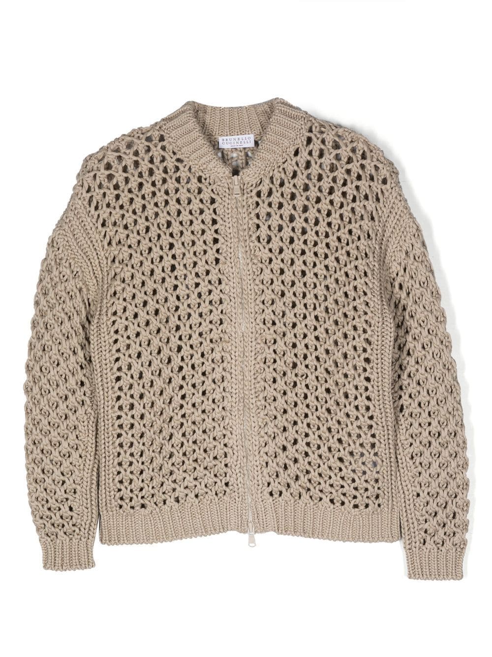 Brunello Cucinelli Kids crochet cotton cardigan - Neutrals von Brunello Cucinelli Kids