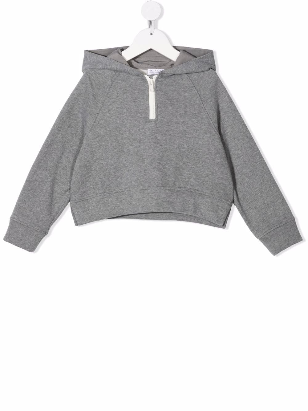 Brunello Cucinelli Kids cropped pullover hoodie - Grey von Brunello Cucinelli Kids
