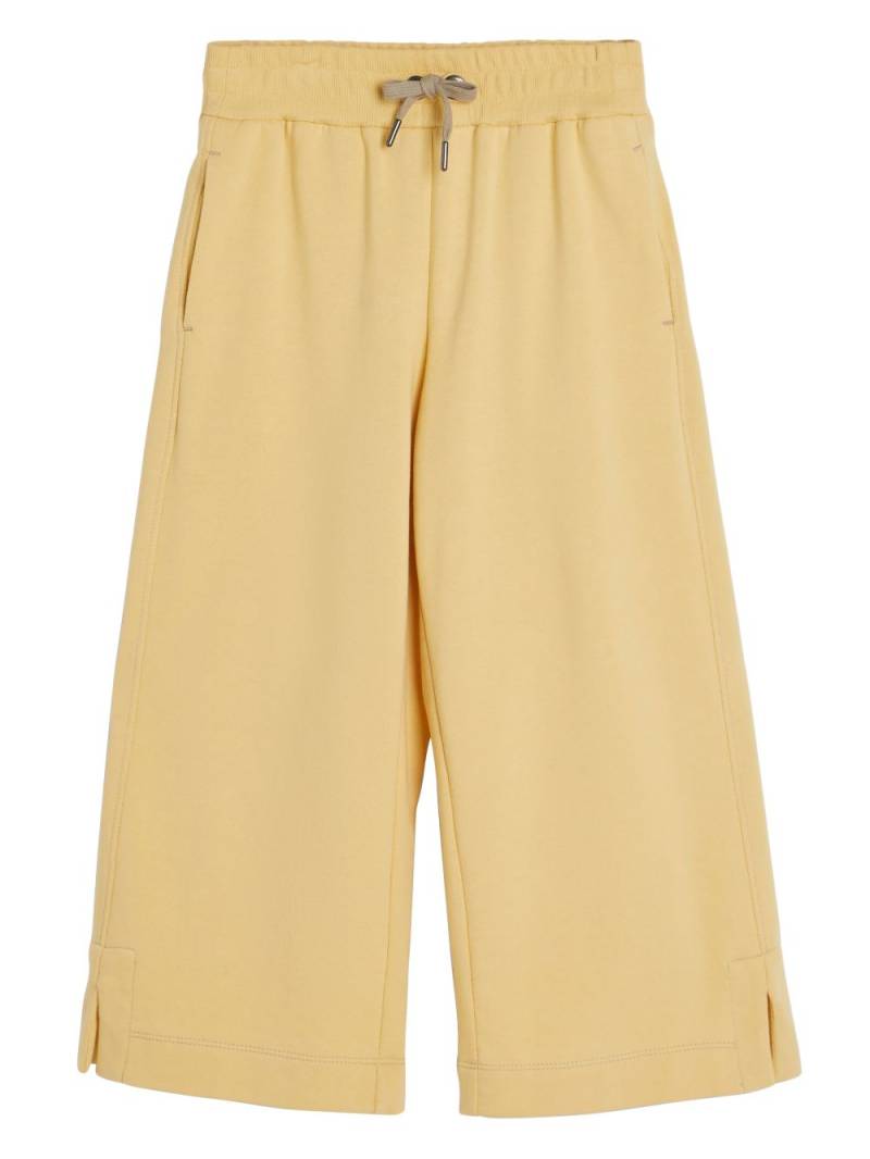 Brunello Cucinelli Kids drawstring-waist cotton trousers - Yellow von Brunello Cucinelli Kids