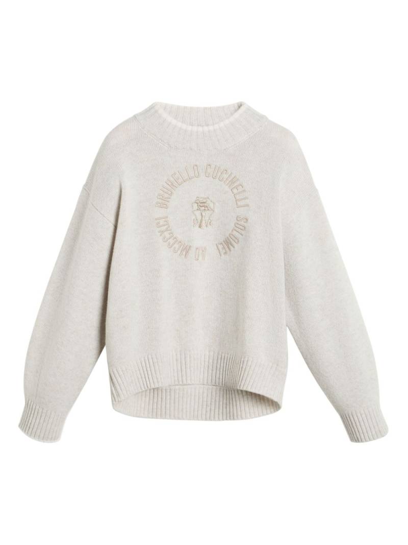 Brunello Cucinelli Kids embroidered sweater - Neutrals von Brunello Cucinelli Kids