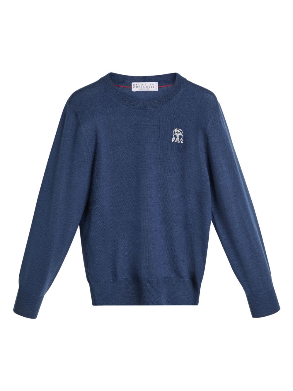 Brunello Cucinelli Kids embroidered wool-cashmere sweater - Blue von Brunello Cucinelli Kids