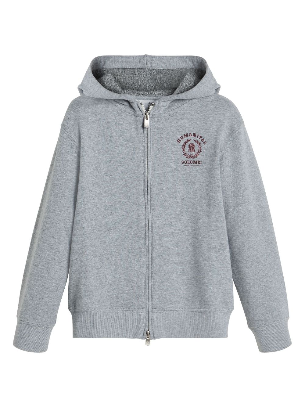 Brunello Cucinelli Kids embroidered zipped hoodie - Grey von Brunello Cucinelli Kids