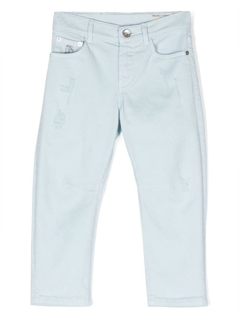 Brunello Cucinelli Kids five-pockets ripped jeans - Blue von Brunello Cucinelli Kids