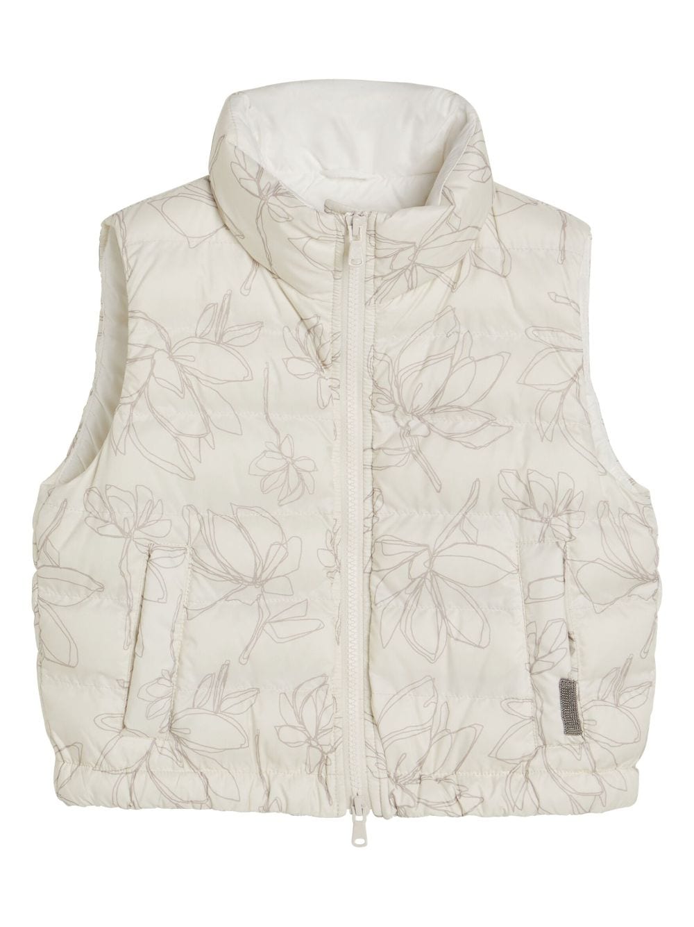 Brunello Cucinelli Kids floral-print down vest - Neutrals von Brunello Cucinelli Kids