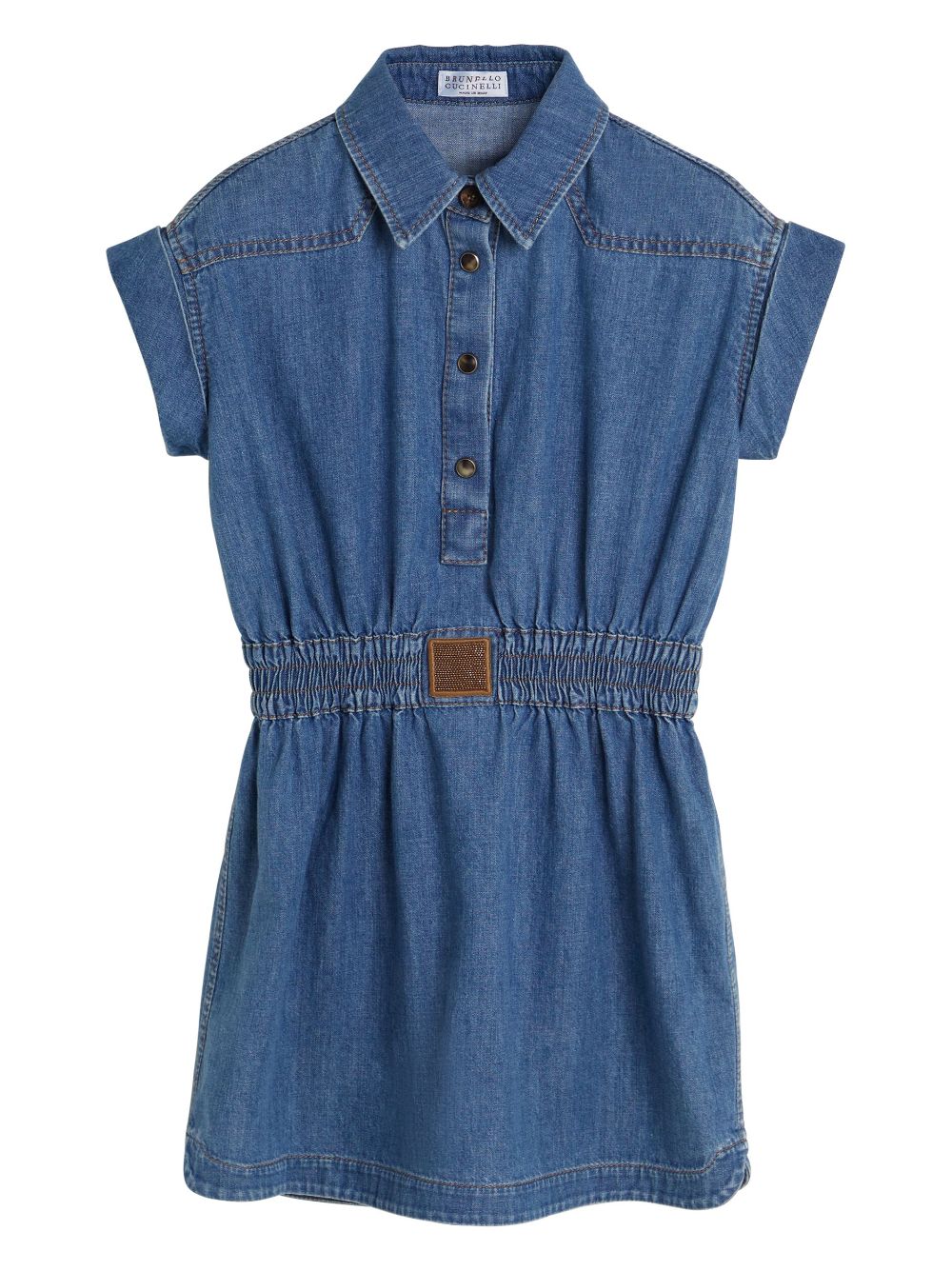 Brunello Cucinelli Kids gathered denim dress - Blue von Brunello Cucinelli Kids