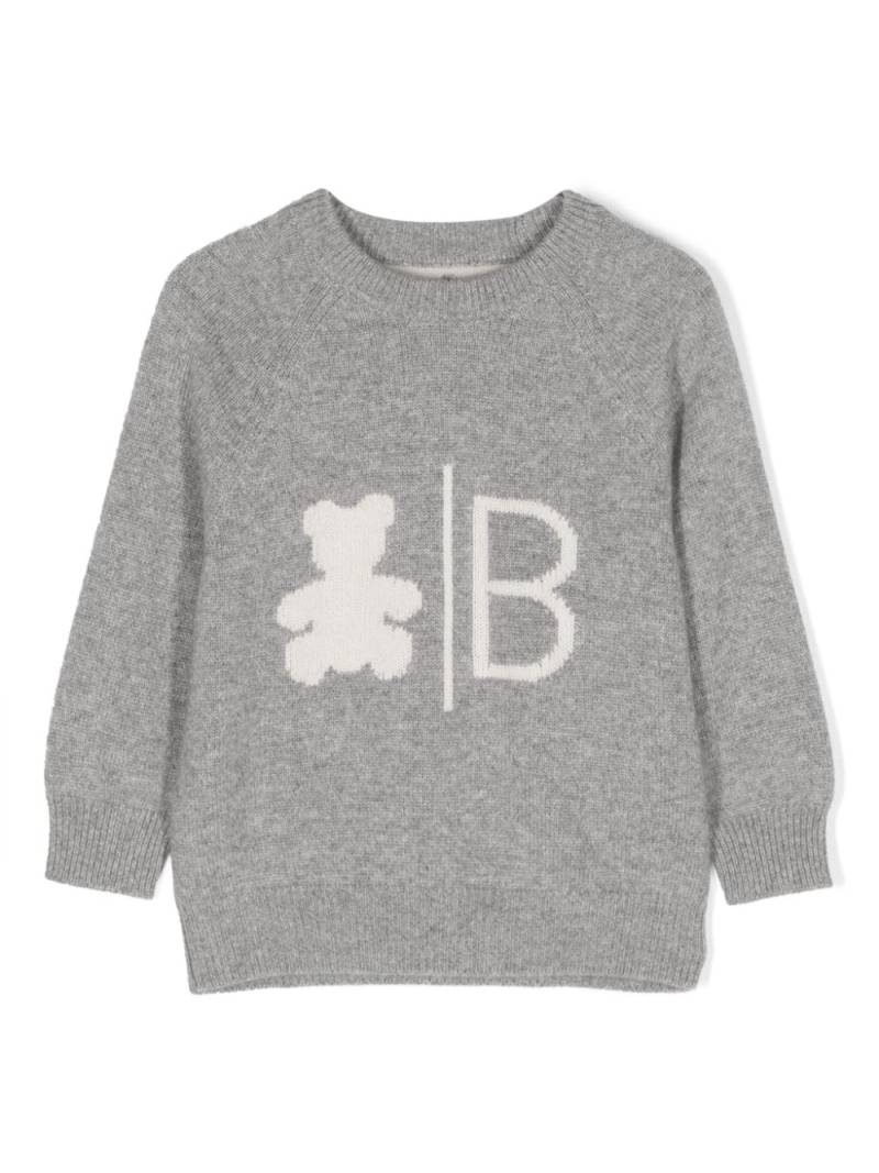 Brunello Cucinelli Kids intarsia-knit cashmere jumper - Grey von Brunello Cucinelli Kids