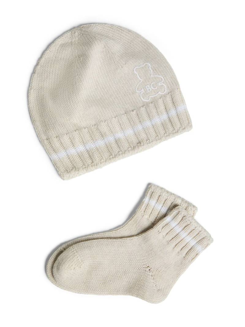 Brunello Cucinelli Kids knitted cotton beanie - Neutrals von Brunello Cucinelli Kids