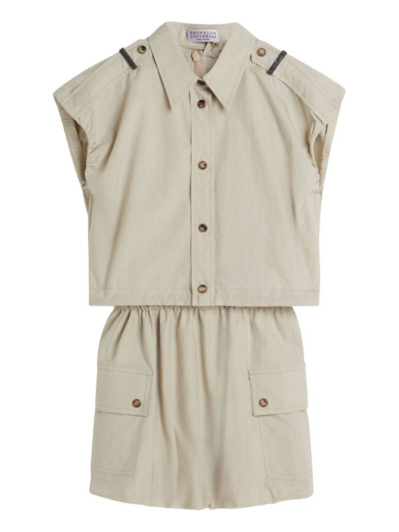 Brunello Cucinelli Kids layered cotton dress - Neutrals von Brunello Cucinelli Kids