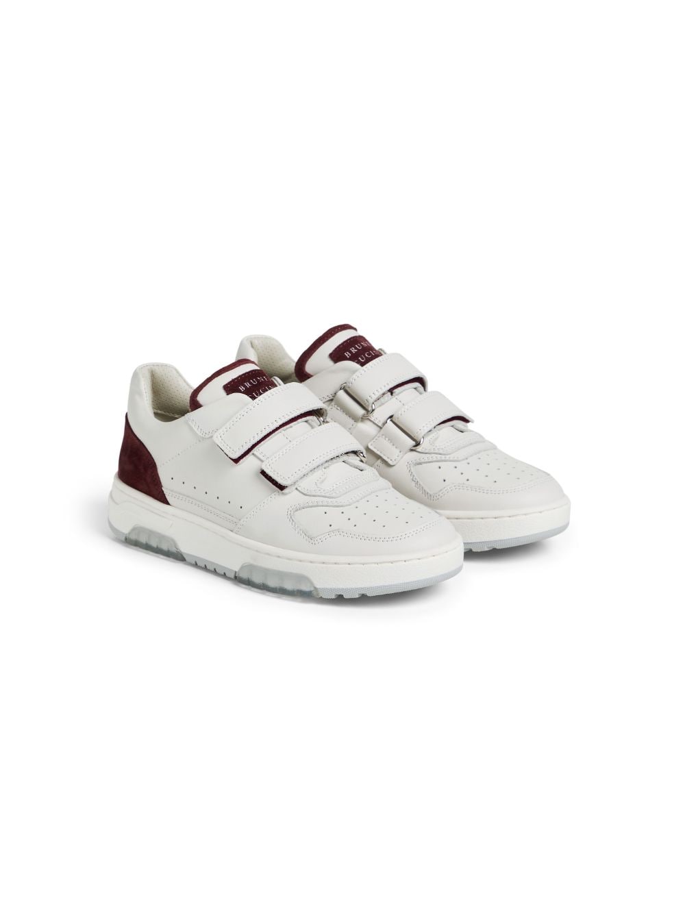 Brunello Cucinelli Kids leather suede touch-strap sneakers - White von Brunello Cucinelli Kids