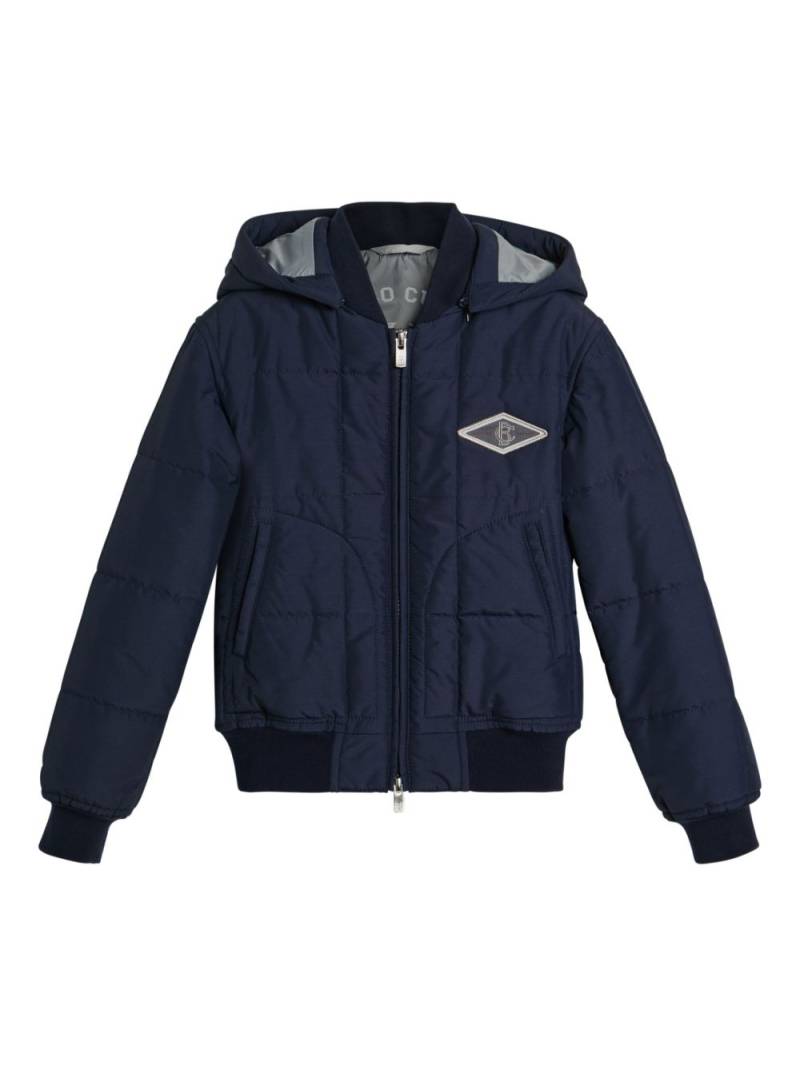 Brunello Cucinelli Kids logo-appliqué puffer jacket - Blue von Brunello Cucinelli Kids