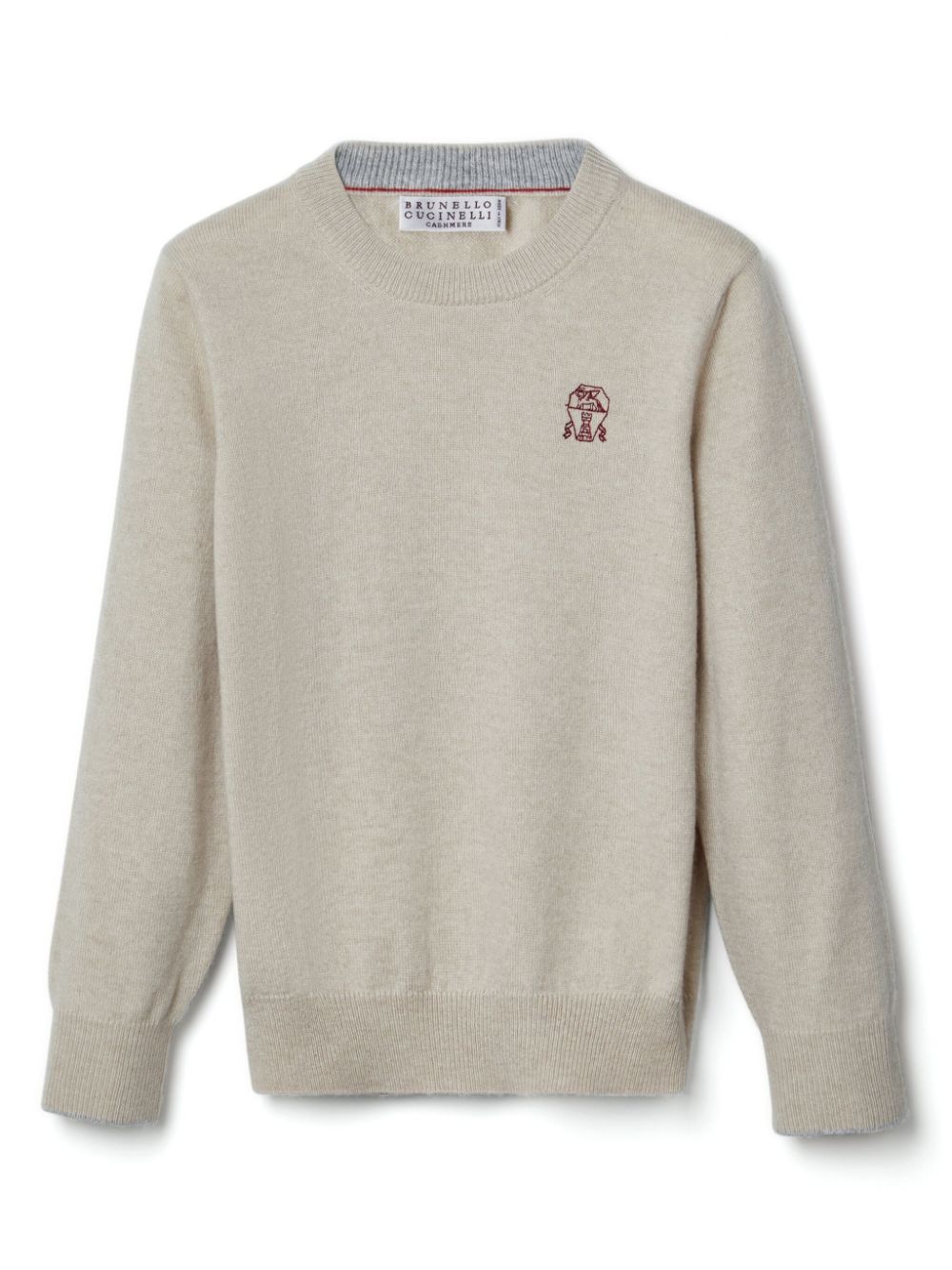 Brunello Cucinelli Kids logo-embroidered cashmere sweatshirt - Neutrals von Brunello Cucinelli Kids