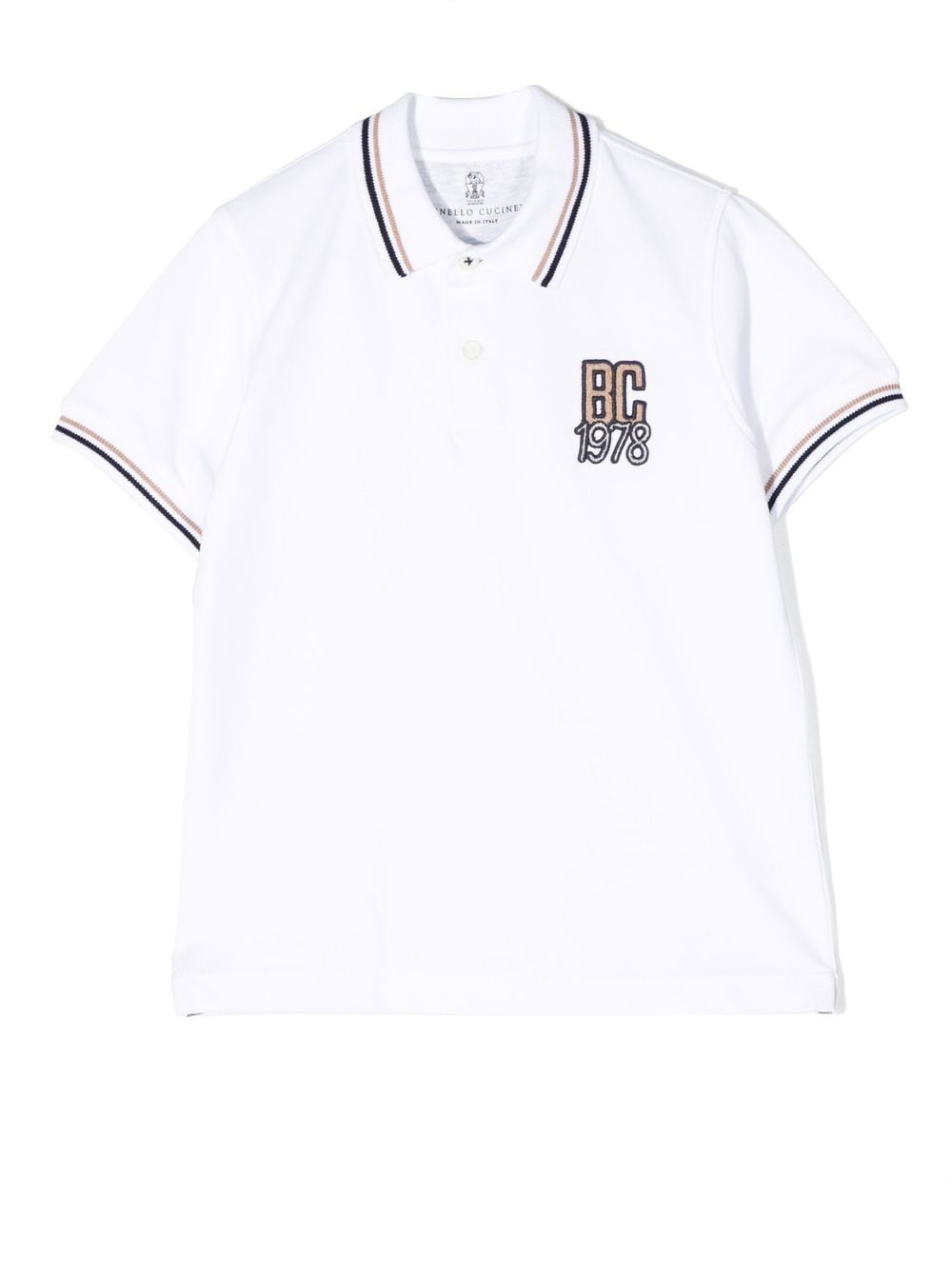 Brunello Cucinelli Kids logo-embroidered cotton polo shirt - White von Brunello Cucinelli Kids