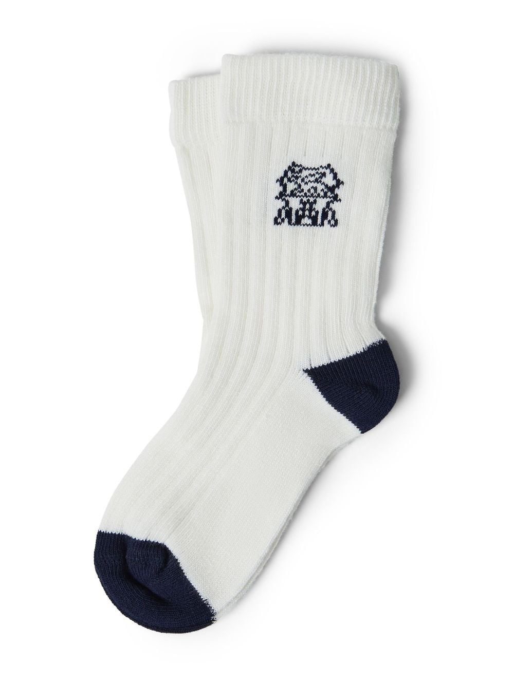 Brunello Cucinelli Kids logo-intarsia ribbed socks - White von Brunello Cucinelli Kids