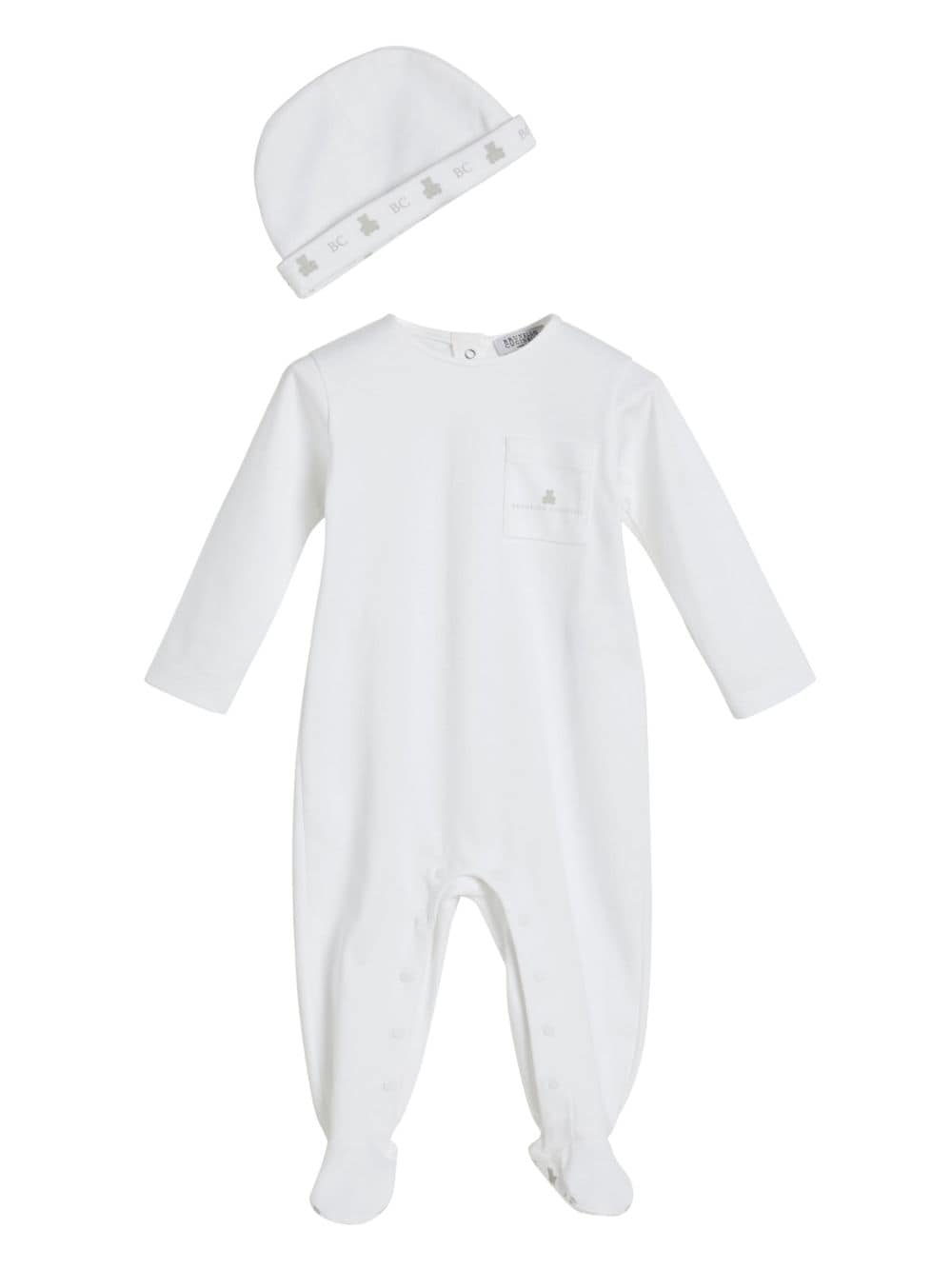 Brunello Cucinelli Kids logo-motif babygrow - White von Brunello Cucinelli Kids