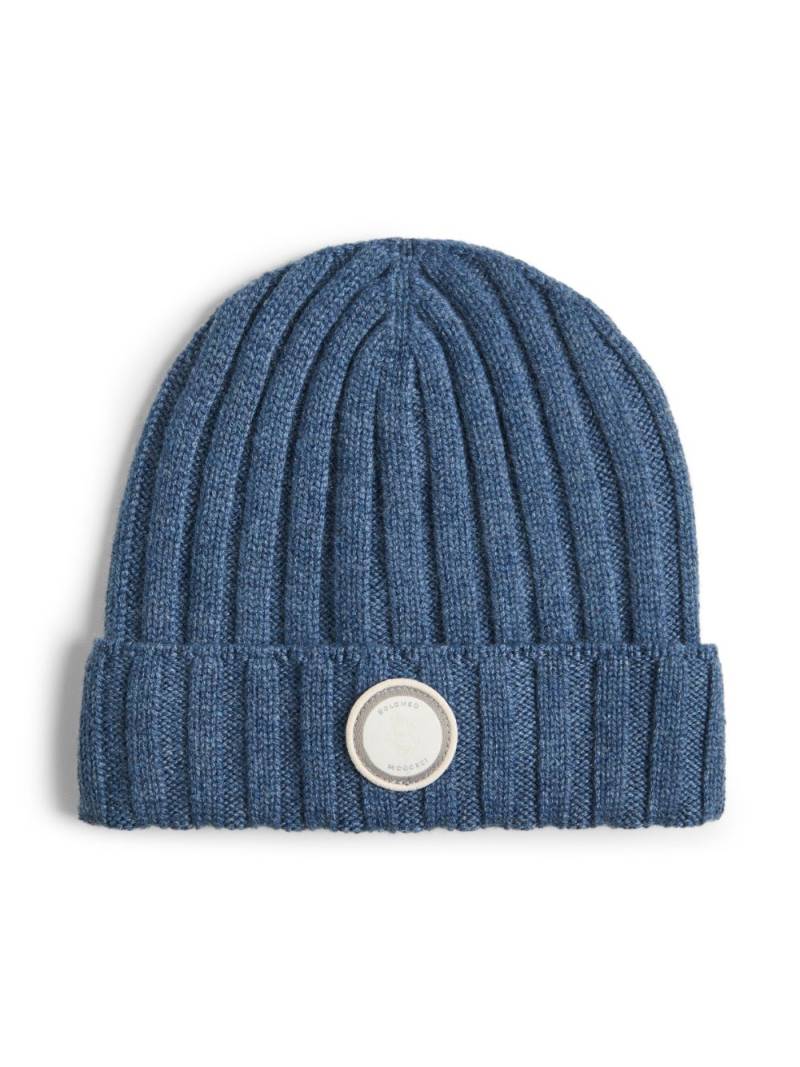 Brunello Cucinelli Kids logo-patch cashmere beanie - Blue von Brunello Cucinelli Kids