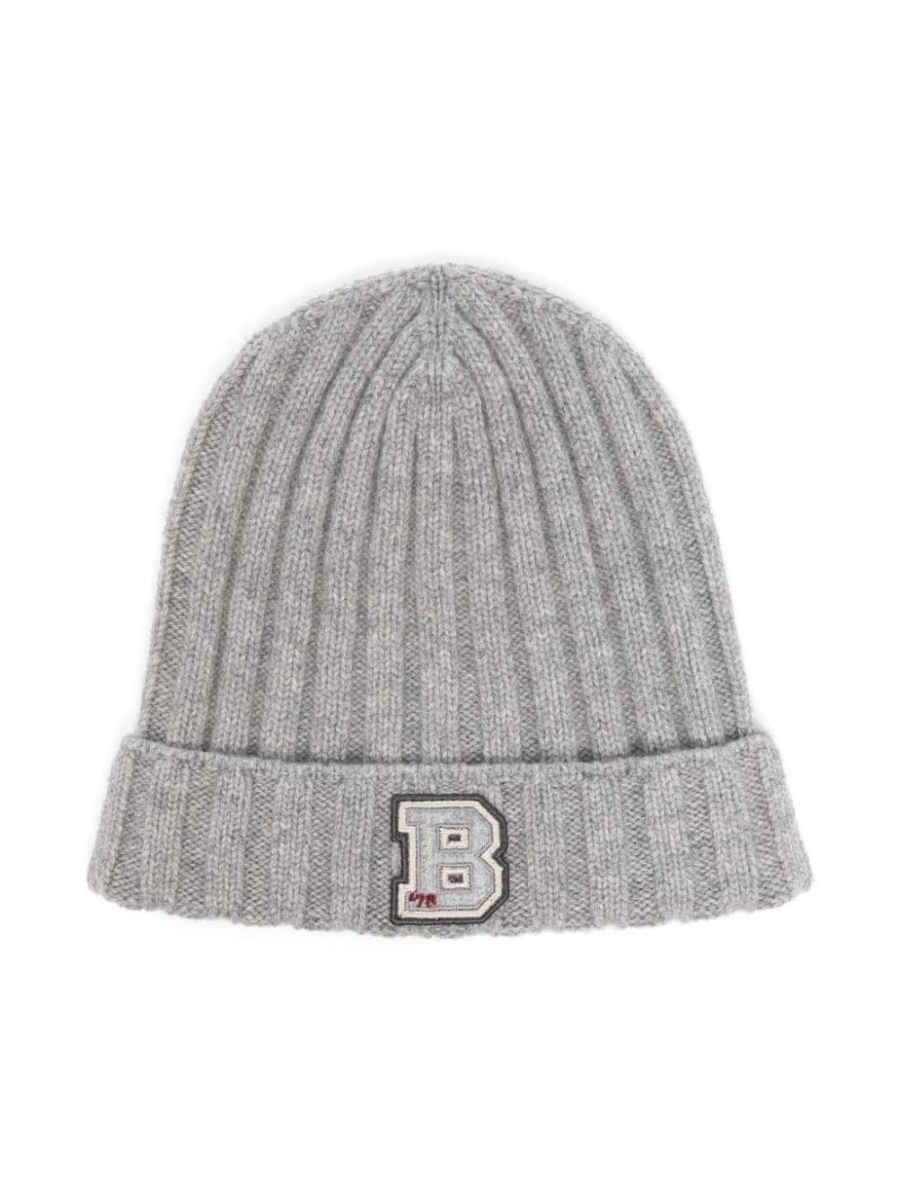 Brunello Cucinelli Kids logo-patch cashmere beanie - Grey von Brunello Cucinelli Kids