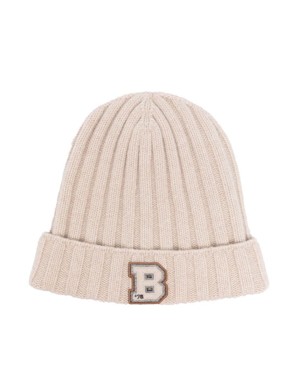 Brunello Cucinelli Kids logo-patch cashmere beanie - Neutrals von Brunello Cucinelli Kids