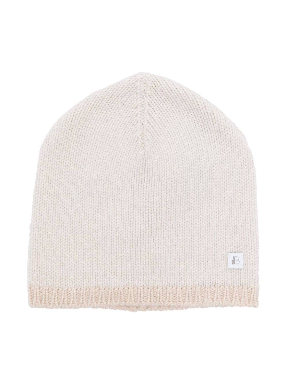 Brunello Cucinelli Kids logo-patch cashmere beanie - Neutrals von Brunello Cucinelli Kids