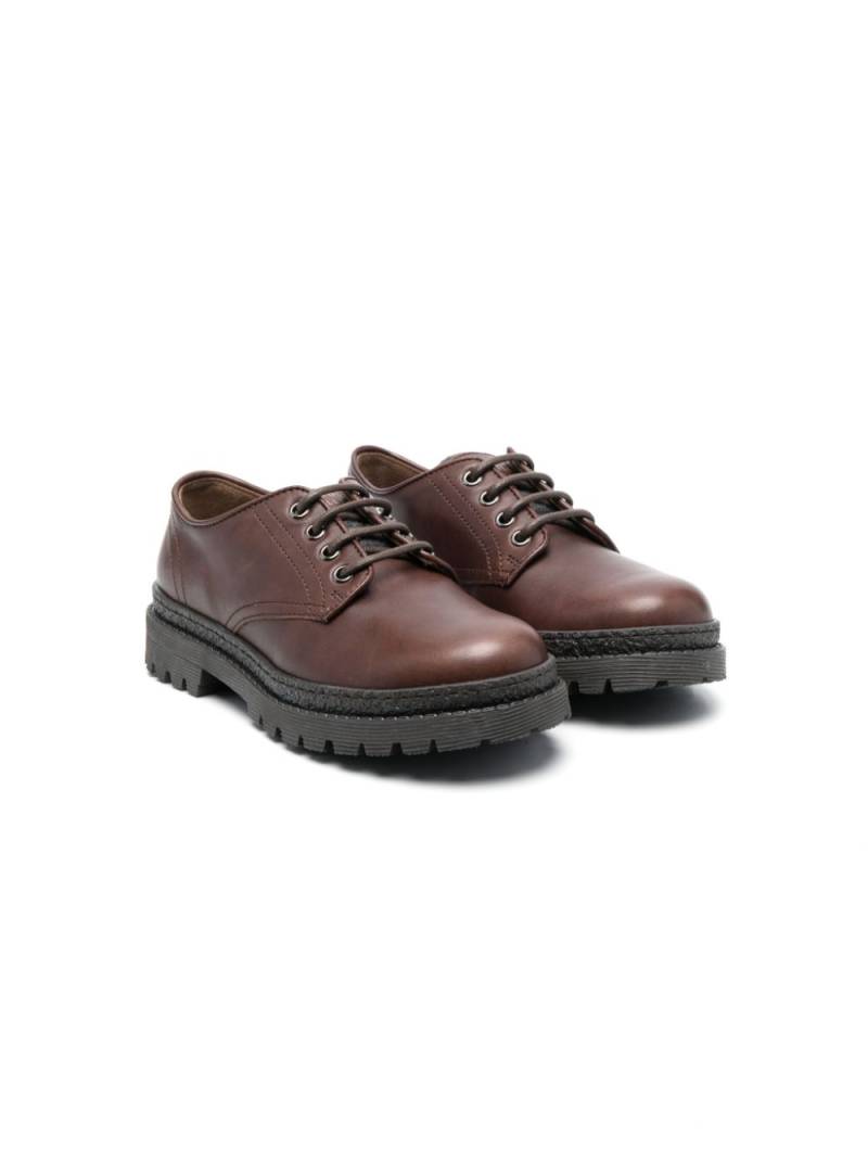 Brunello Cucinelli Kids logo-patch leather loafers - Brown von Brunello Cucinelli Kids