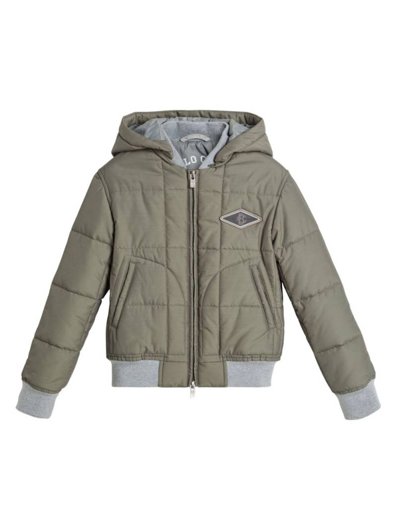 Brunello Cucinelli Kids logo-patch padded jacket - Green von Brunello Cucinelli Kids