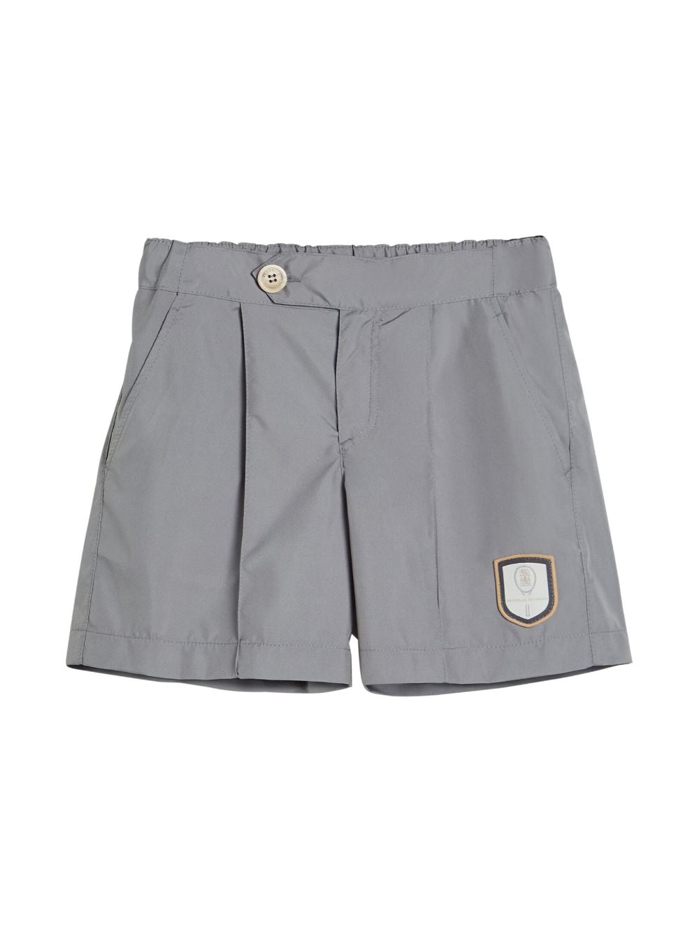 Brunello Cucinelli Kids logo-patch shorts - Grey von Brunello Cucinelli Kids