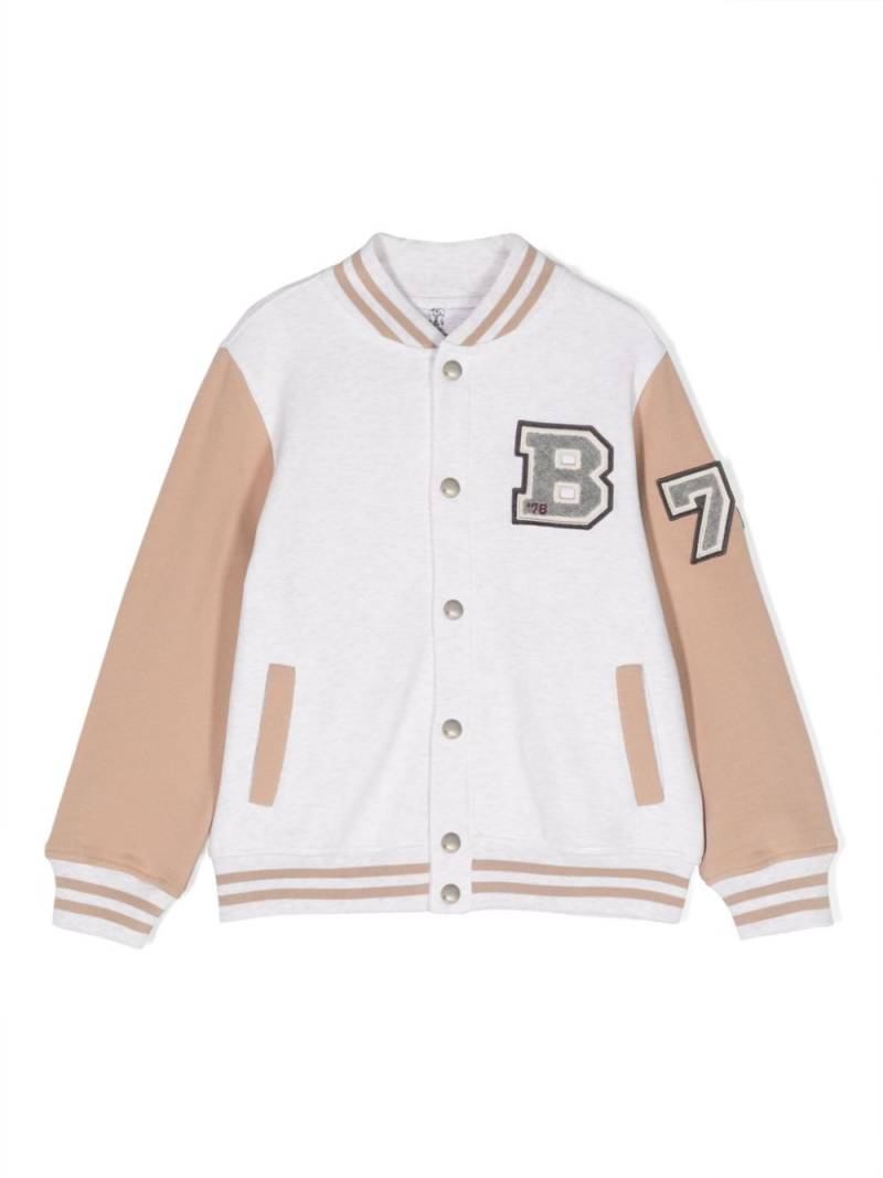 Brunello Cucinelli Kids logo-patch striped-border jacket - White von Brunello Cucinelli Kids