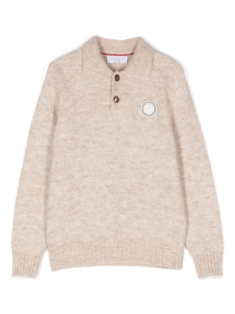 Brunello Cucinelli Kids logo-patch sweater - Neutrals von Brunello Cucinelli Kids