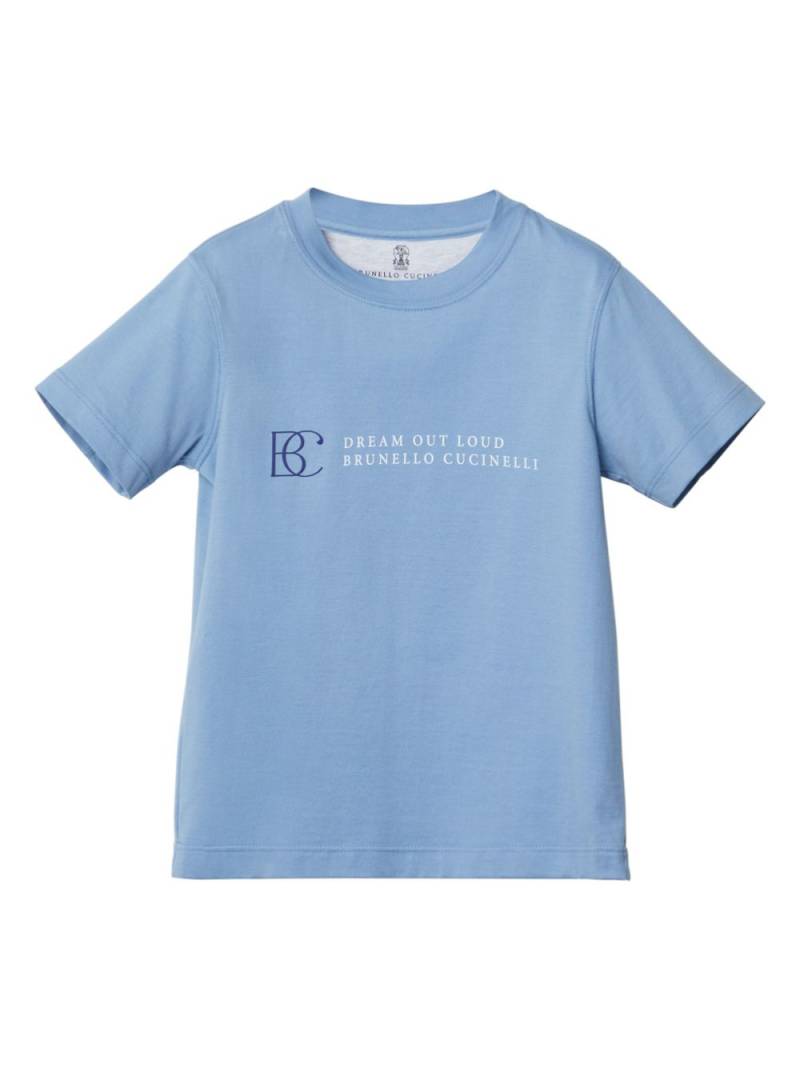 Brunello Cucinelli Kids logo-print T-shirt - Blue von Brunello Cucinelli Kids