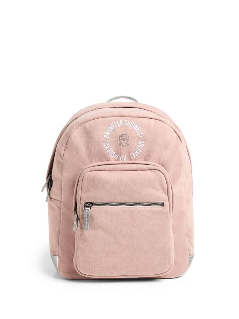 Brunello Cucinelli Kids logo-print panelled backpack - Pink von Brunello Cucinelli Kids