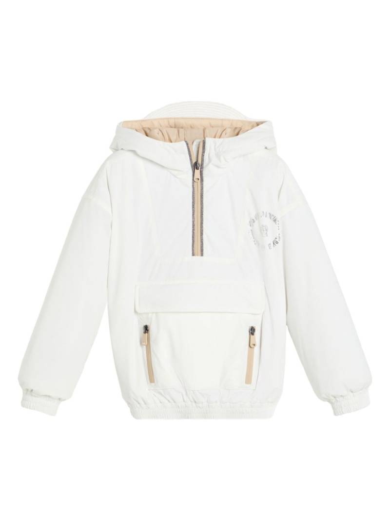 Brunello Cucinelli Kids logo-print puffer jacket - White von Brunello Cucinelli Kids