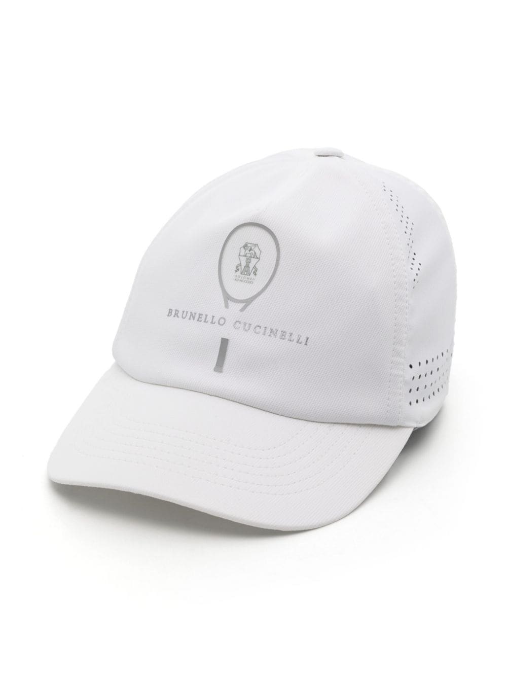 Brunello Cucinelli Kids logo-print technical-jersey cap - White von Brunello Cucinelli Kids