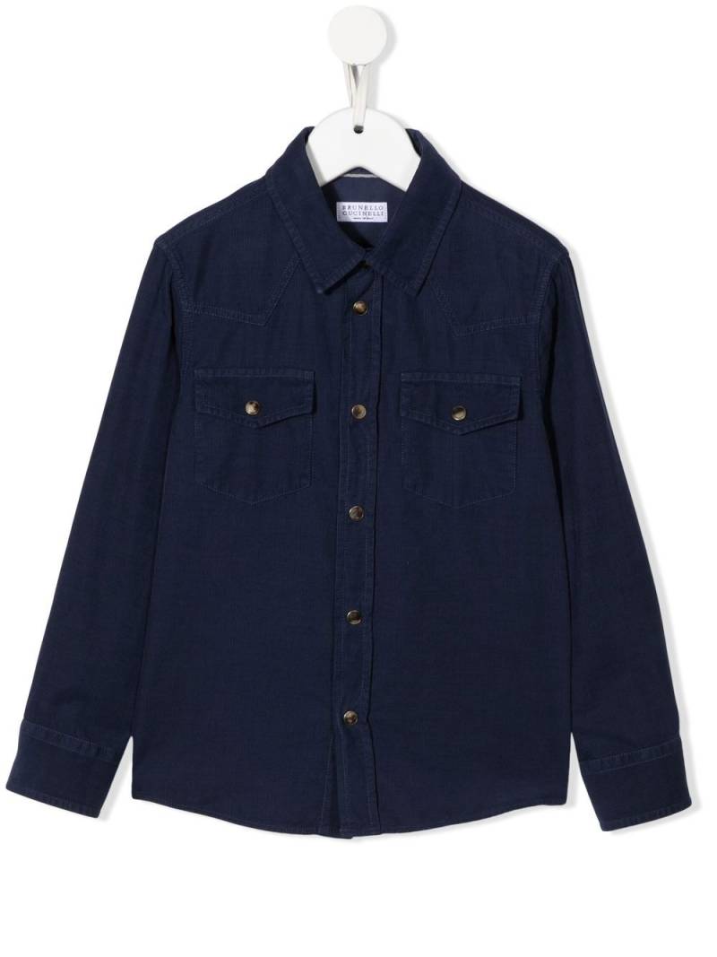 Brunello Cucinelli Kids long-sleeve denim shirt - Blue von Brunello Cucinelli Kids