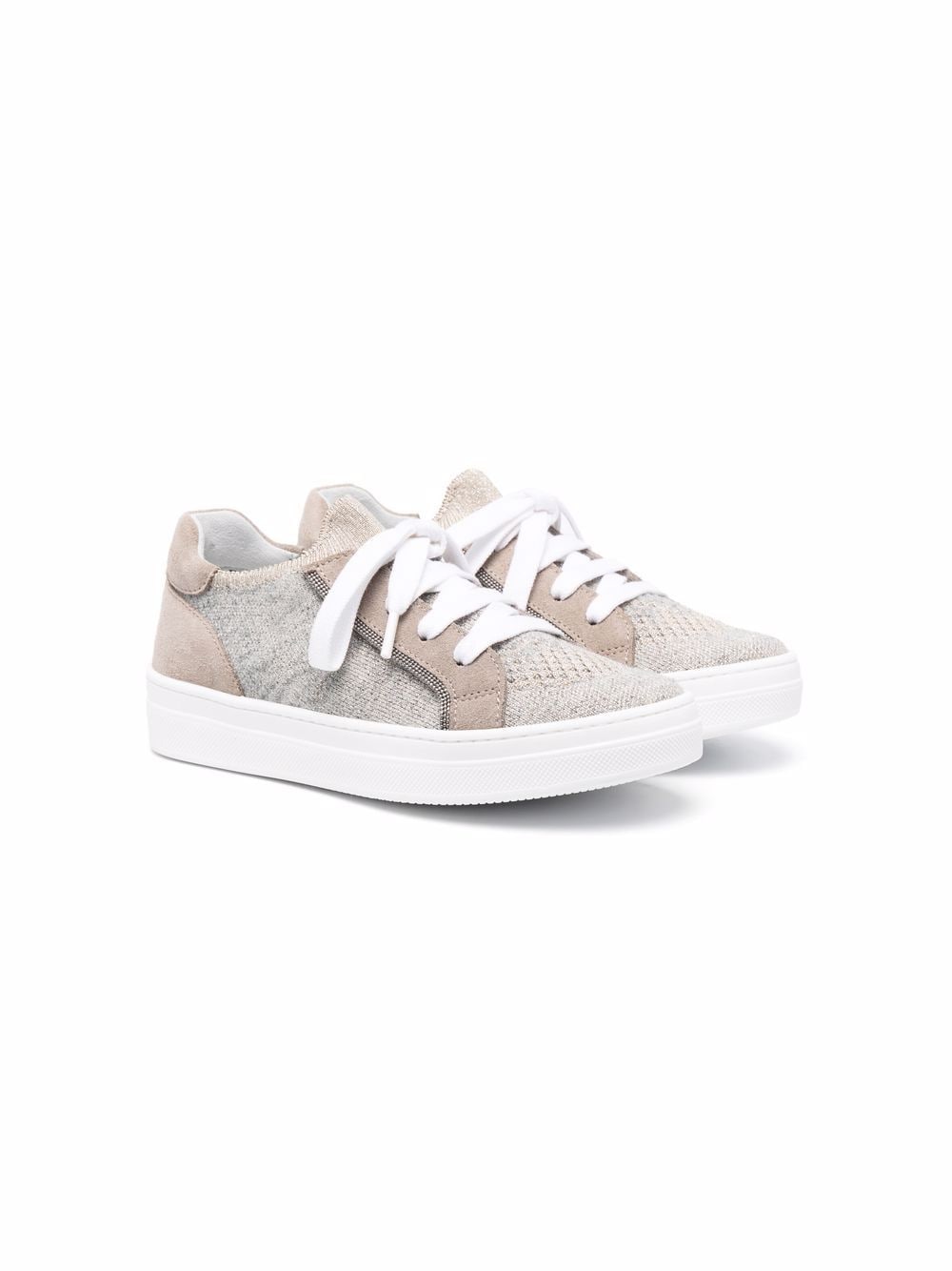 Brunello Cucinelli Kids low-top lace-up sneakers - Neutrals von Brunello Cucinelli Kids