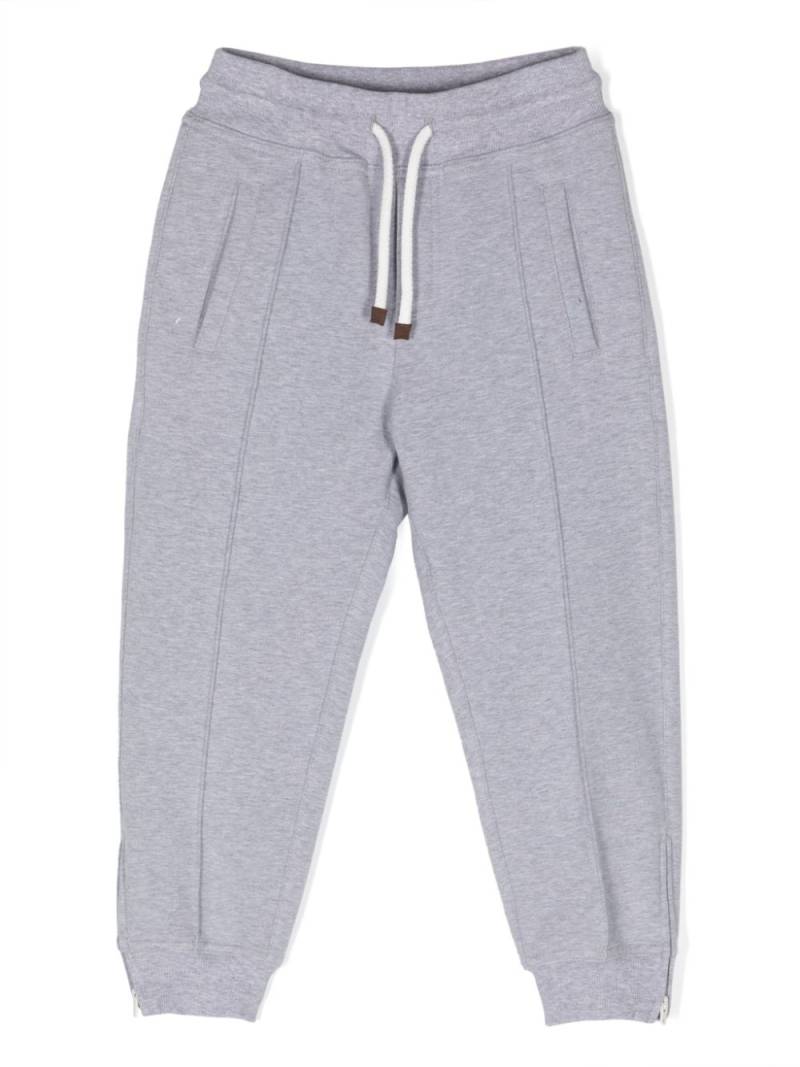 Brunello Cucinelli Kids mélange-effect cotton tracksuit bottoms - Grey von Brunello Cucinelli Kids