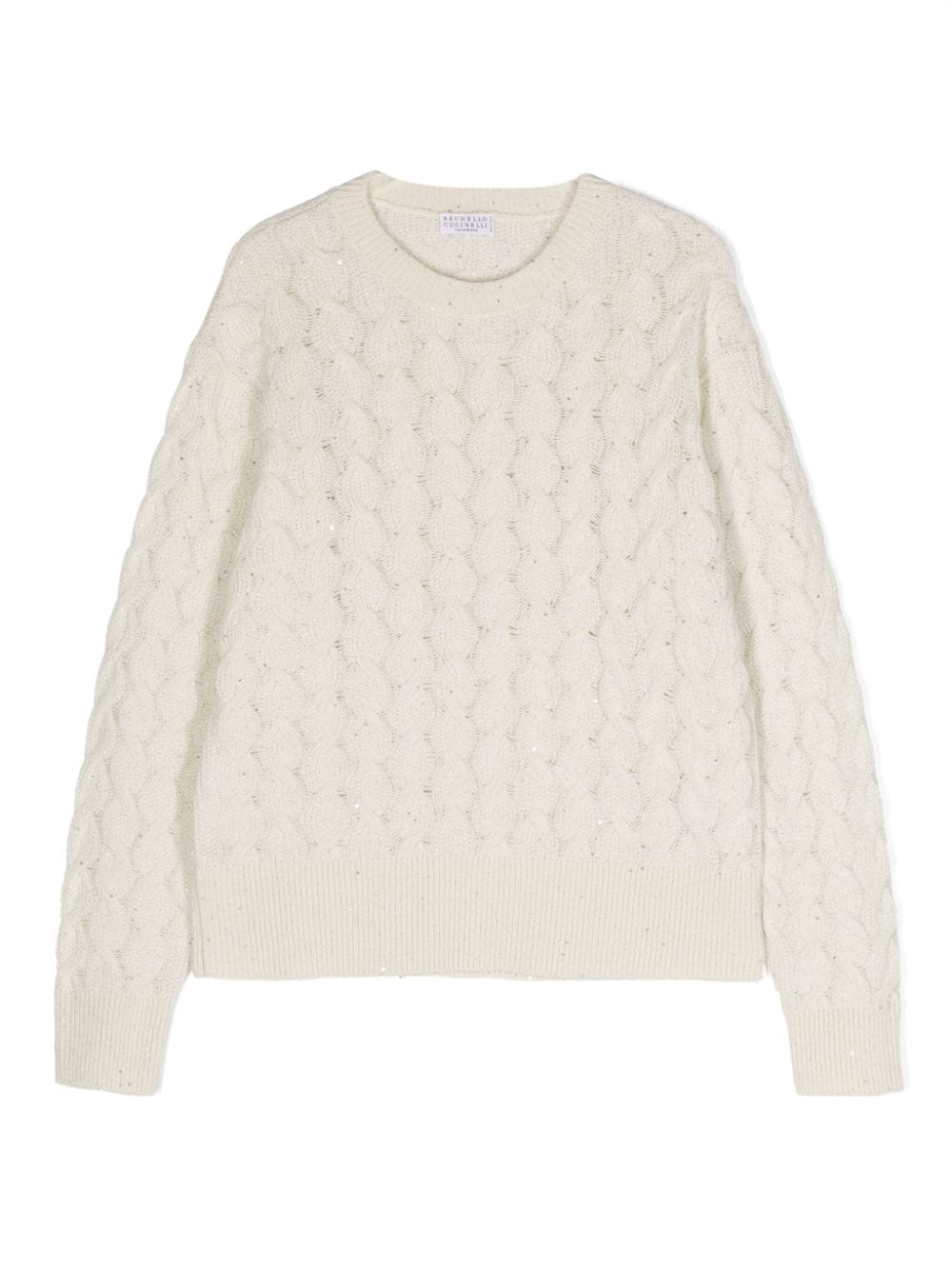 Brunello Cucinelli Kids metallic-threading cable-knit jumper - Neutrals von Brunello Cucinelli Kids