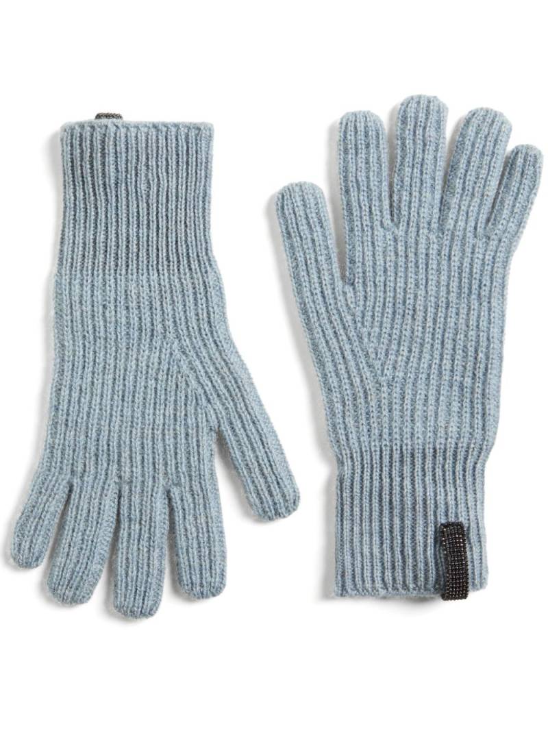 Brunello Cucinelli Kids monili-detail cashmere gloves - Blue von Brunello Cucinelli Kids