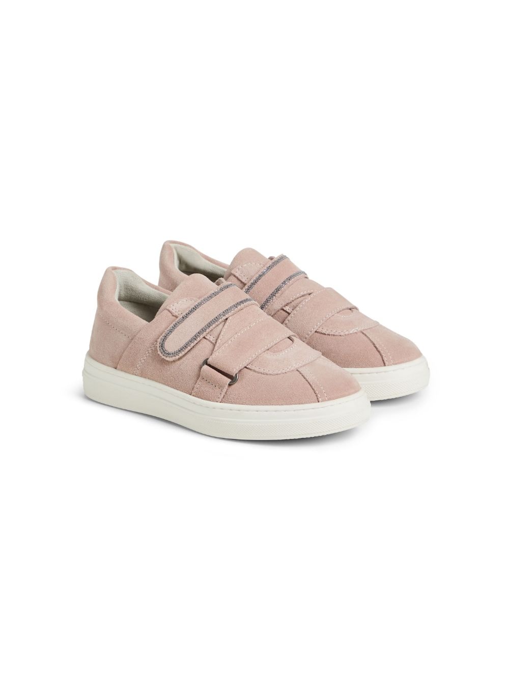 Brunello Cucinelli Kids monili trim double strap suede sneakers - Pink von Brunello Cucinelli Kids