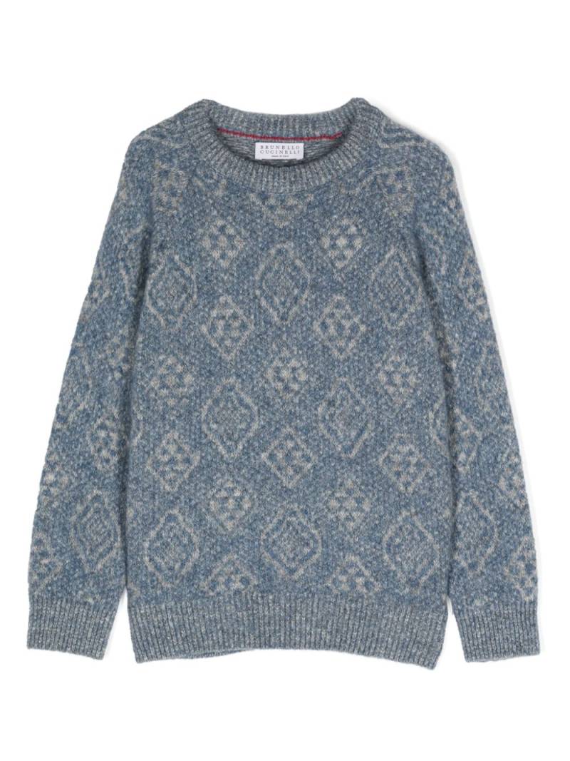 Brunello Cucinelli Kids patterned sweater - Blue von Brunello Cucinelli Kids